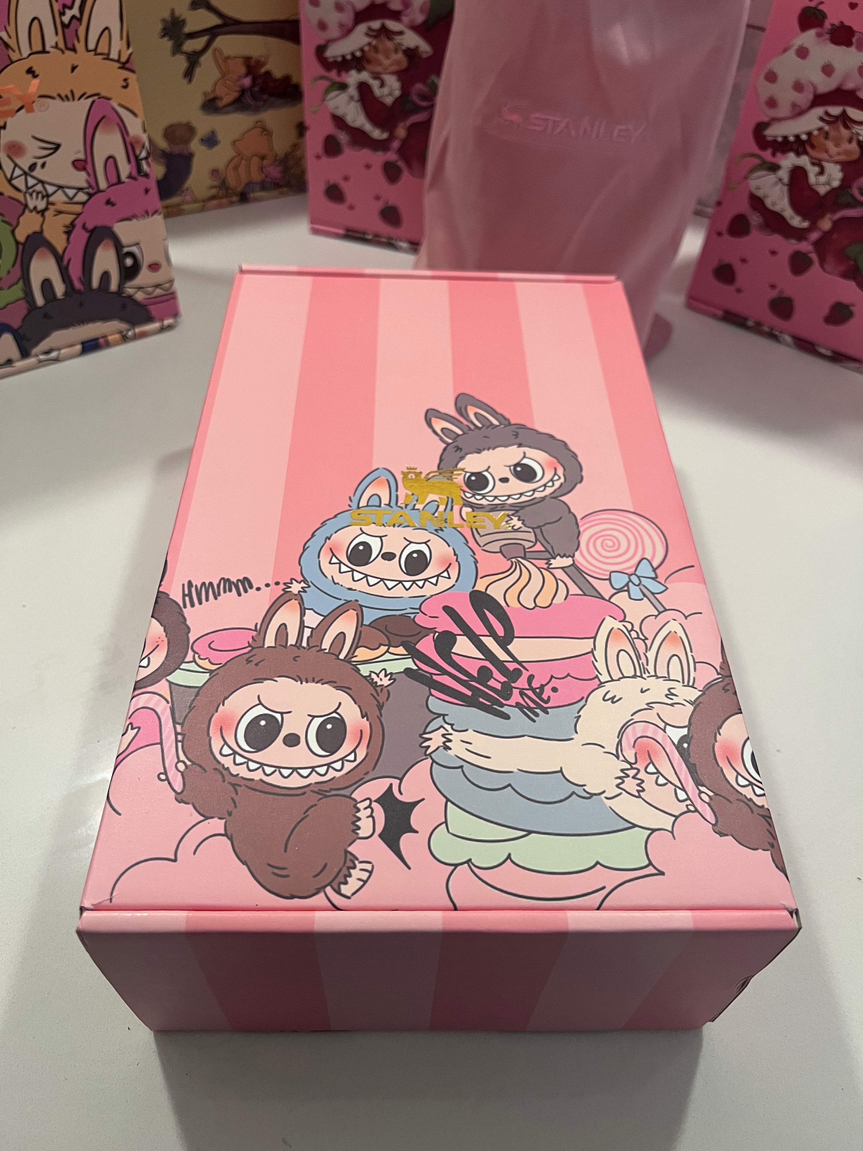 * * LIMITED EDITION * Stanley x Labubu Limited Edition Tumbler Pink Stripe 40 oz Quencher H2.0 FlowState Tumbler – 100% Authentic (New In Box)