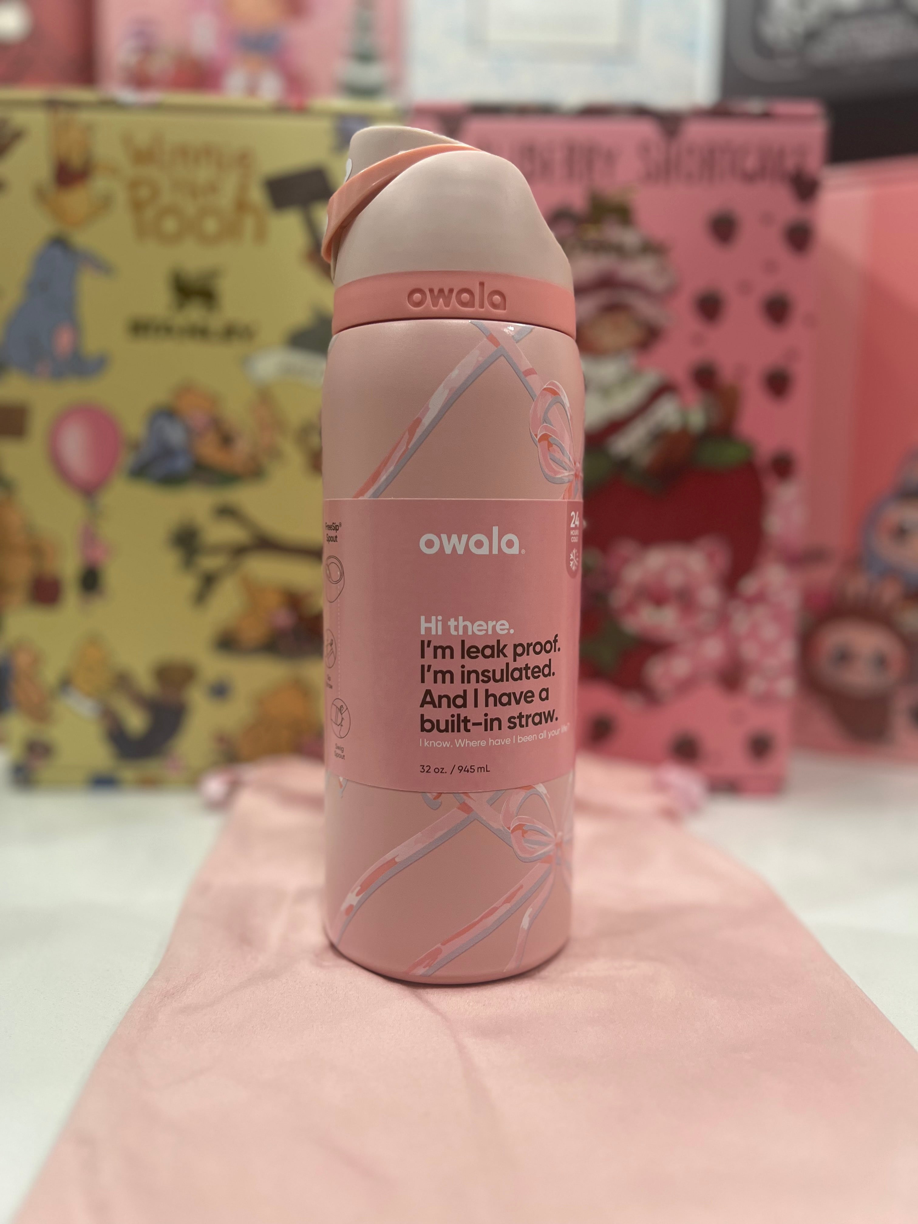 Owala FreeSip 32 oz Water Bottle - Tied and Ture Pink Ribbons