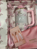 * * LIMITED EDITION * Stanley x LoveShackFancy - Pink Ribbon Rose 40 oz Quencher H2.0 FlowState Tumbler – 100% Authentic (New In Box)