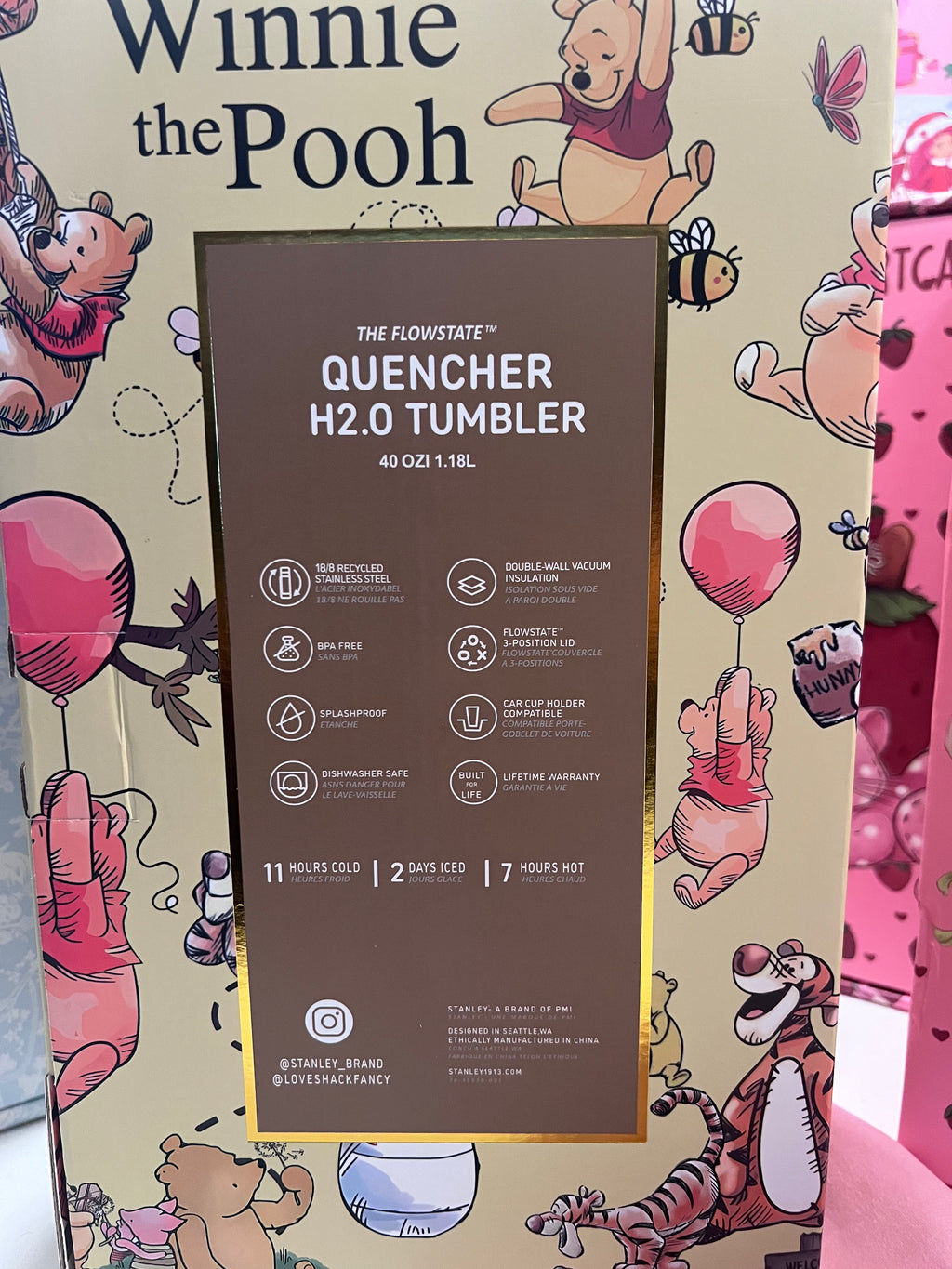 * * LIMITED EDITION * Stanley x Winnie the Pooh Classic Adventure 40 oz Quencher H2.0 FlowState Tumbler – 100% Authentic (New In Box)